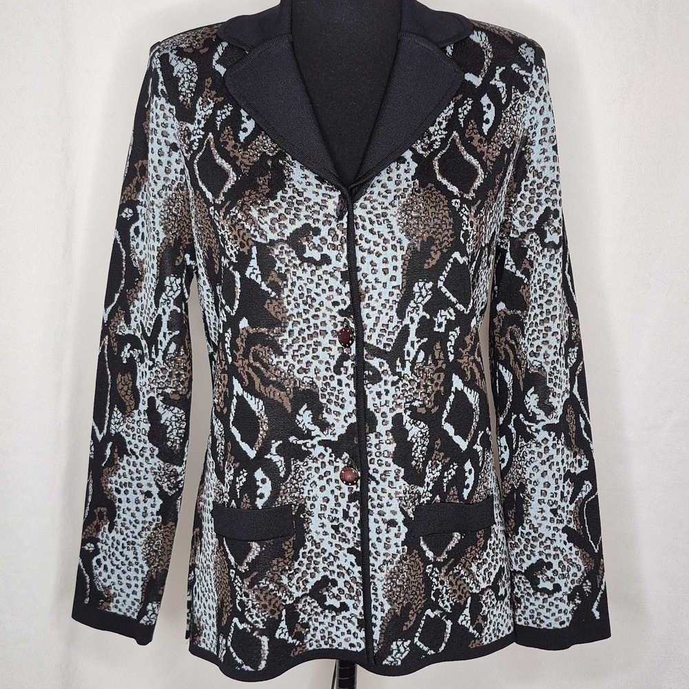 Misook Cheetah Snake Print Cardigan Jacket - Suze XSP